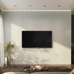 Kit de 8 Barras de Painel Ripado PVC Branco Gelo Bariri 270cm x 15cm Cobertura 3,24m² Branco Gelo