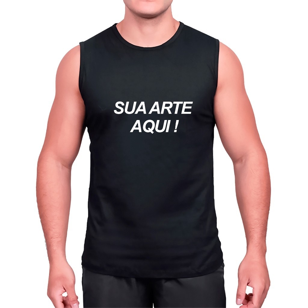 Regata Lisa Cavada Unissex Algodão Sua Arte Frase Logo Foto  Personalizada Camiseta Básica Lisa
