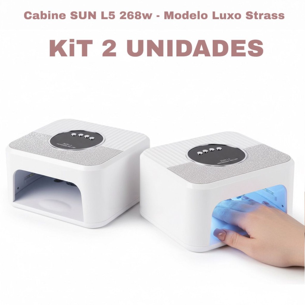 KiT 2 Cabine BRANCA De Unha Profissional SUN L5 268W UV LED Bivolt Manicure Gel Acrigel Fibra