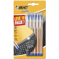 Caneta esferográfica Cristal Fina 0.8 Azul com 10 unidades Bic