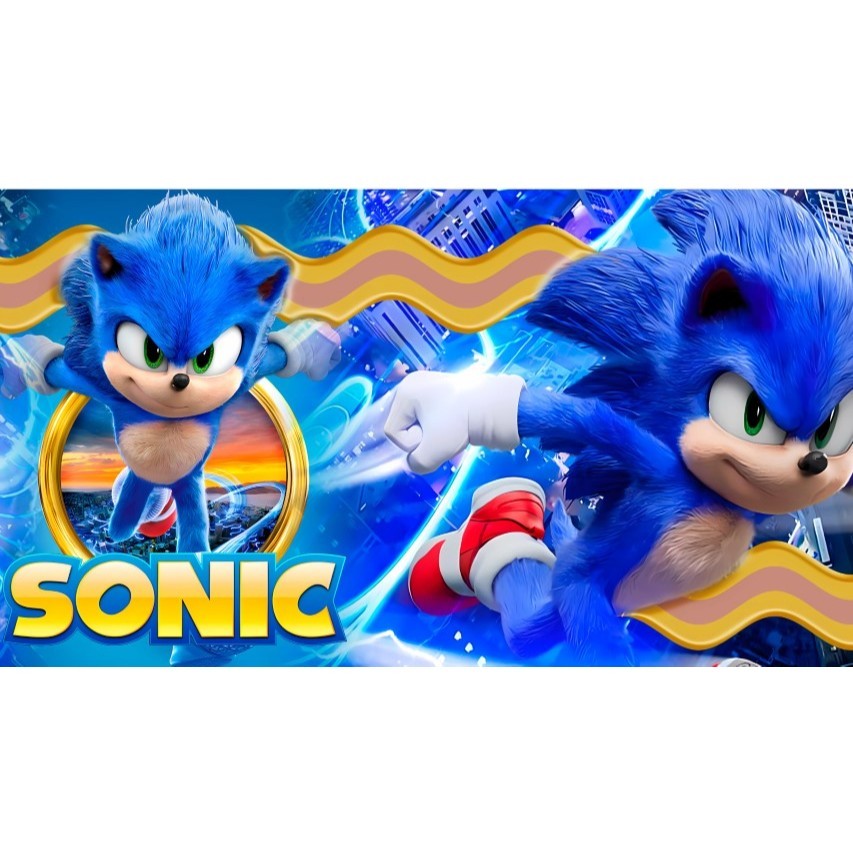 Top Painel Sonic, Ouriço azul, raio, retangular de lona para decoração de festa de aniversário infantil. Várias medidas.