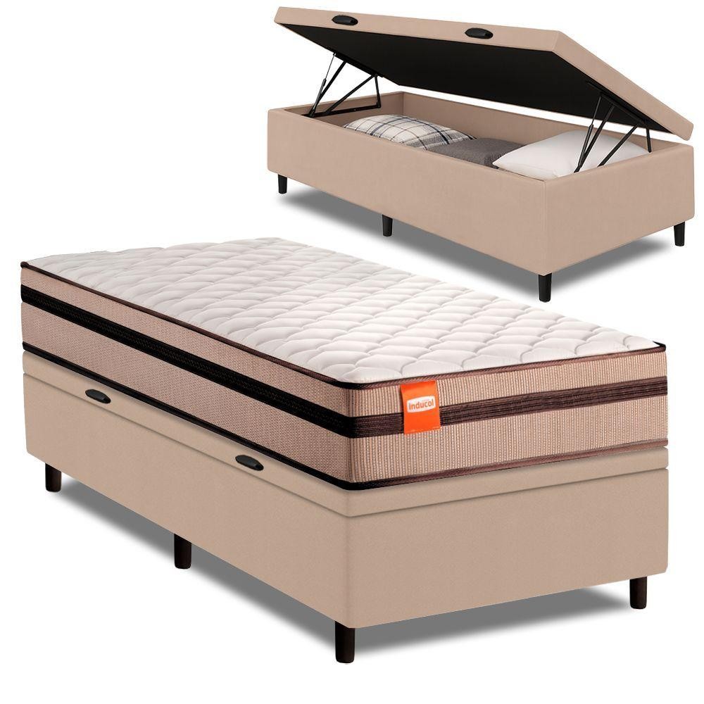 Cama Box Baú Solteiro Molas Ensacadas Bali 88x188x63cm Bege em Oferta na Shopee