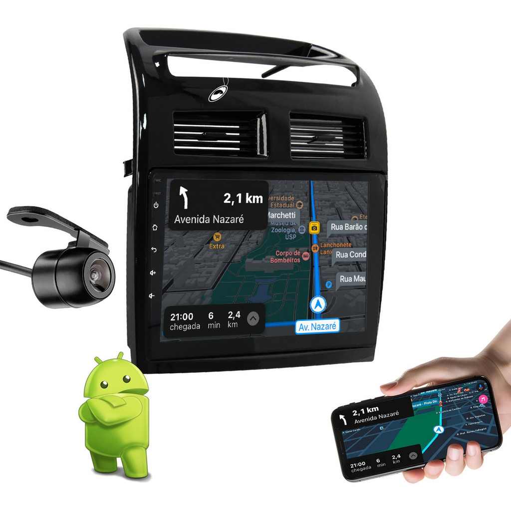 Multimídia 9" Android Linea 2008 até 2014 Android Auto Carplay Sem fio + Câmera de Ré