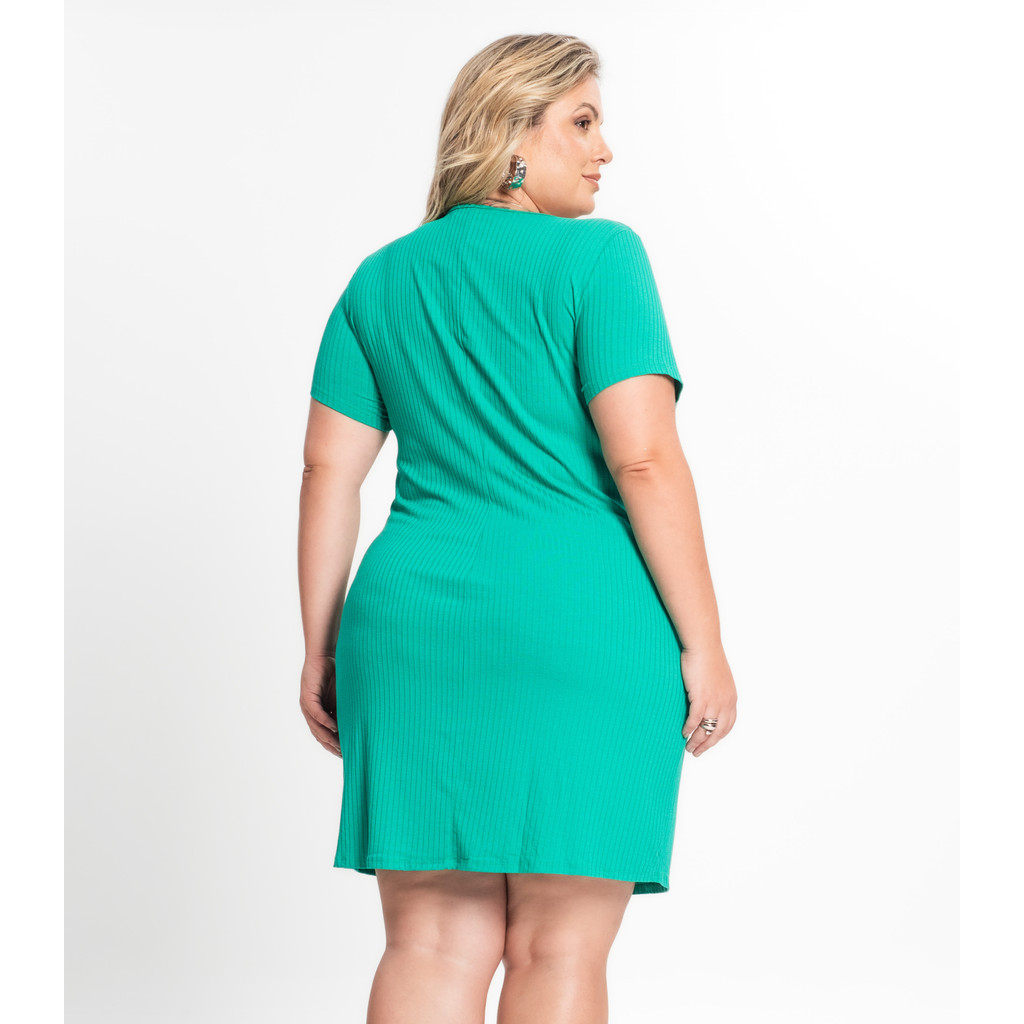 Detalhes do Vestido Feminino Plus Size Secret Glam Verde