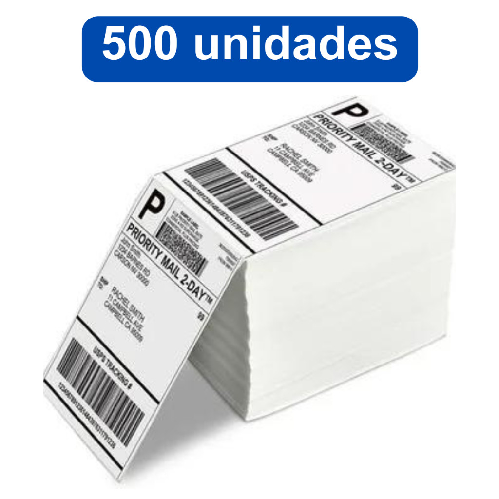 500 etiquetas térmicas papel sem rolo 10*15 formato resma car branco em Oferta na Shopee