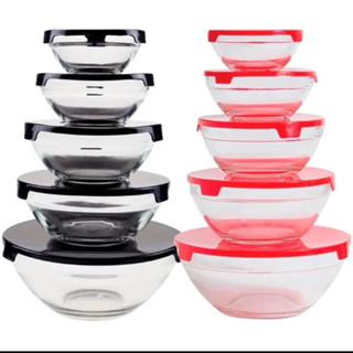 Pote Tigela De Vidro Com Tampa Redonda Marmita Cozinha kit/5 unidade em Oferta na Shopee