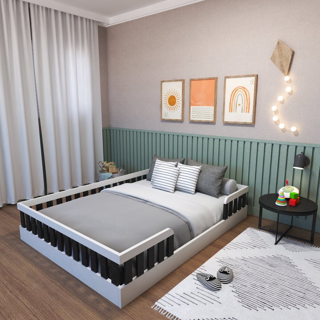 Cama Infantil Montessoriana Casal Sol Branco/Preto em Oferta na Shopee