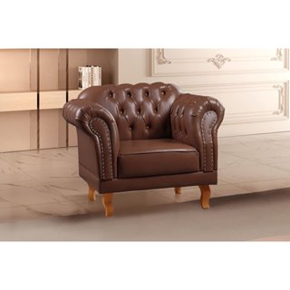 Poltrona Decorativa Marrom Corino Sintético Chesterfield Clássica Duque Marrom em Oferta na Shopee