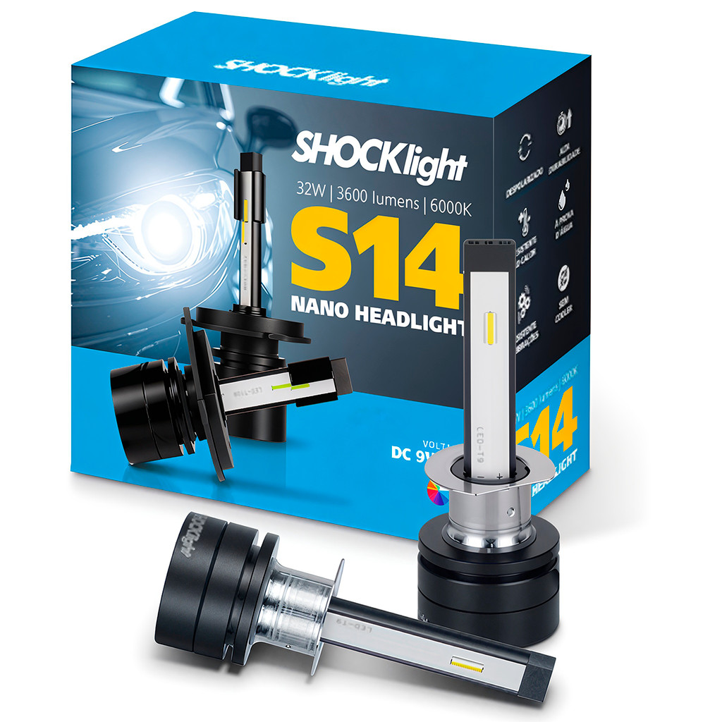 Par Lâmpadas Led S14 Shocklight Nano Headlight 6000k H1 32w em Oferta na Shopee