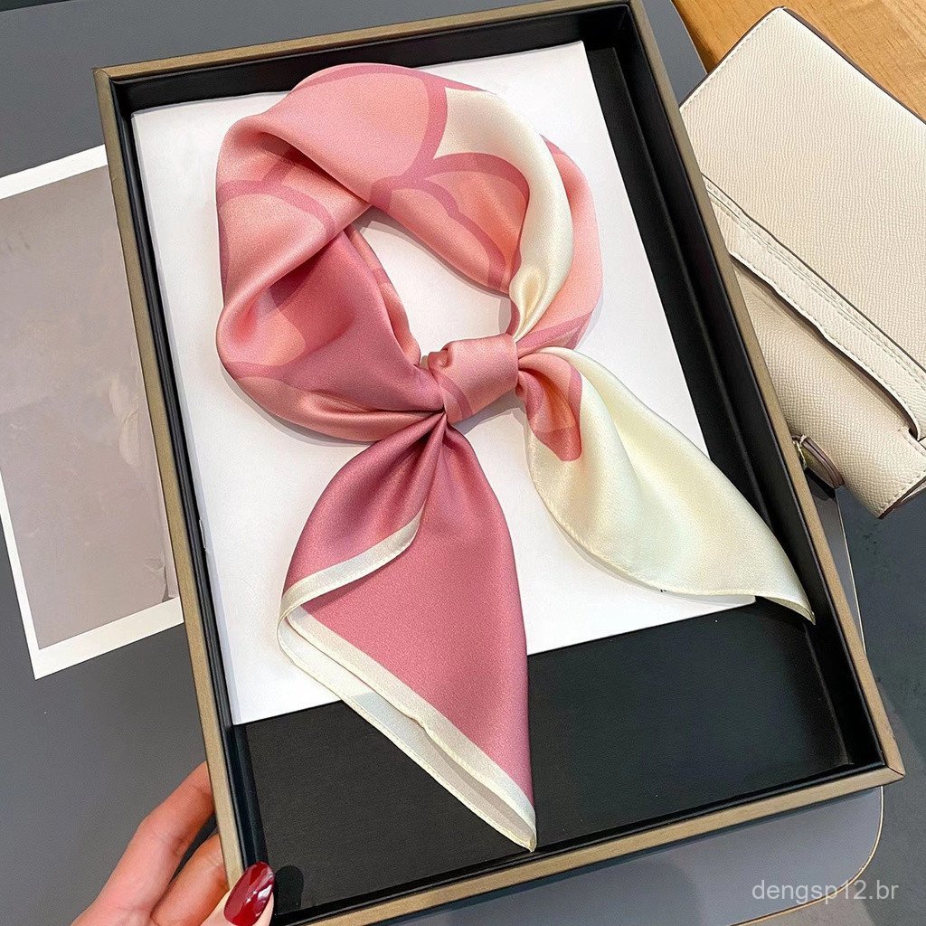 Parcimonioso Novo Lenço Quadrado Com Gola De Cabelo Estampado Feminino 70CM (27,55 Polegadas) Cachecol De Luxo Marca Seda Simulação