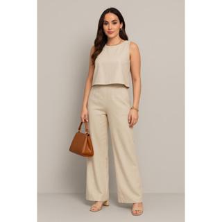 Conjunto Alfaiataria Social Feminino Calça e Blusa Em Linho em Oferta na Shopee