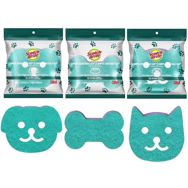 Kit com 3 Esponja Nao Risca PETS SCOTCH Brite
