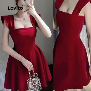 Lovito Vestido Elegante Clássico E Versátil Simples Cor Vinho Para a Primavera/verão L155ED802 em Oferta na Shopee