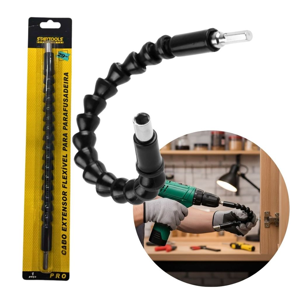Extensor Prolongador Flexivel Parafusadeira 29cm Universal