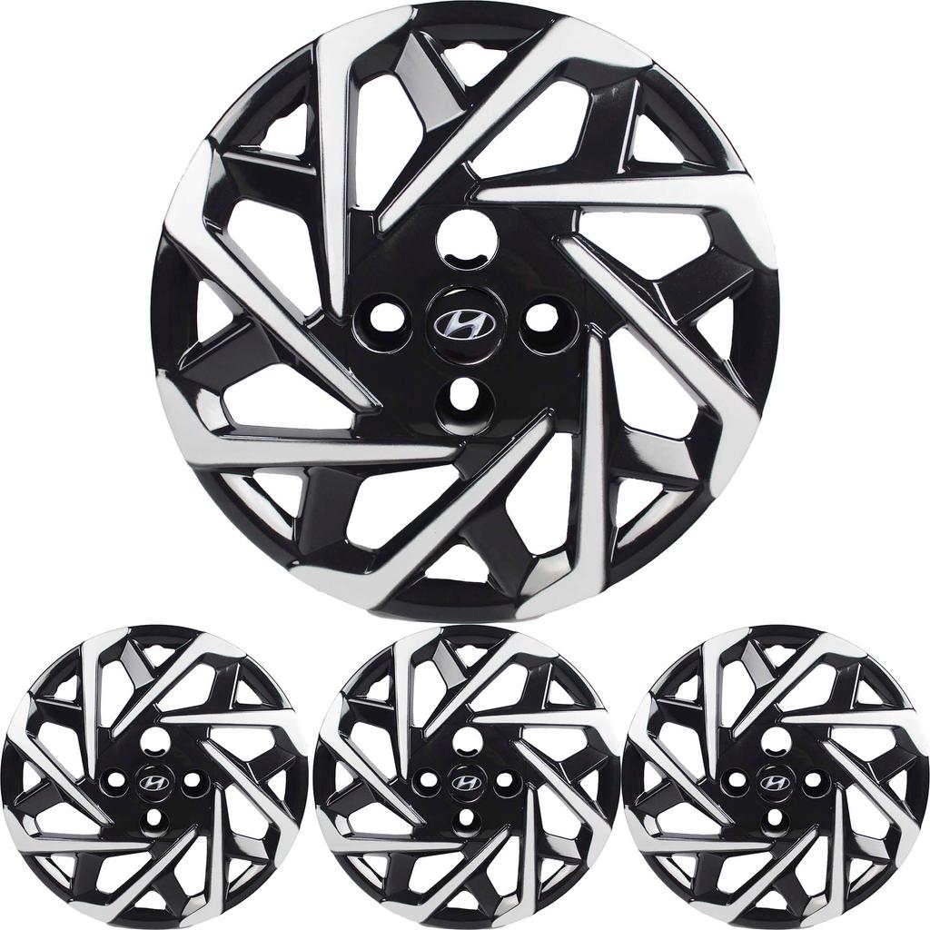 4 Calota HB20 Creta 2025 Aro 14 Black Piano Prata Metálico + Emblema