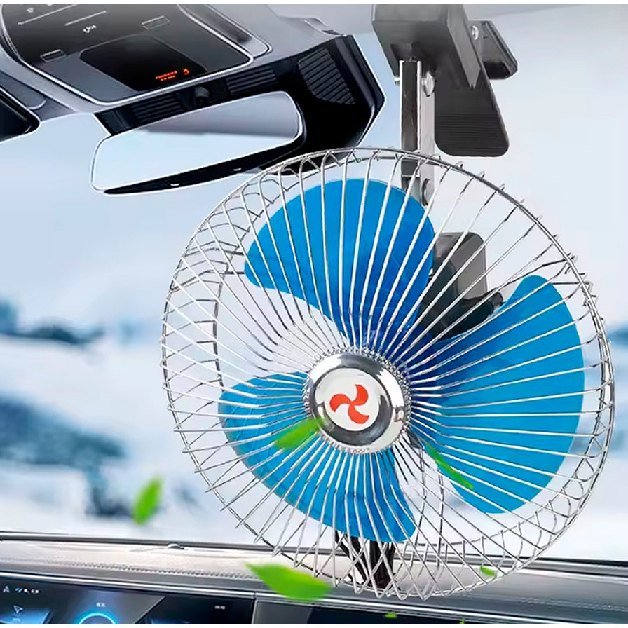 Ventilador Automotivo 12v Giratório 8 polegadas Mini Ventilador para Carro Ajustável em Oferta na Shopee