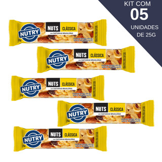 Kit Com 5 Barra De Cereal Nuts Clássica Com Castanhas Brasileiras Nutry De 25g em Oferta na Shopee
