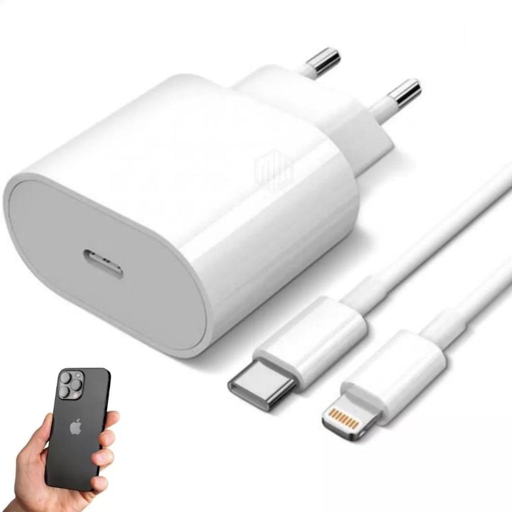 Cabo Tipo C Lightning + Fonte Carregador PD 25W Turbo Compatível C/iPhone X XR 8 Plus 11 12 13 14 Pro Pro Max – Carga Su