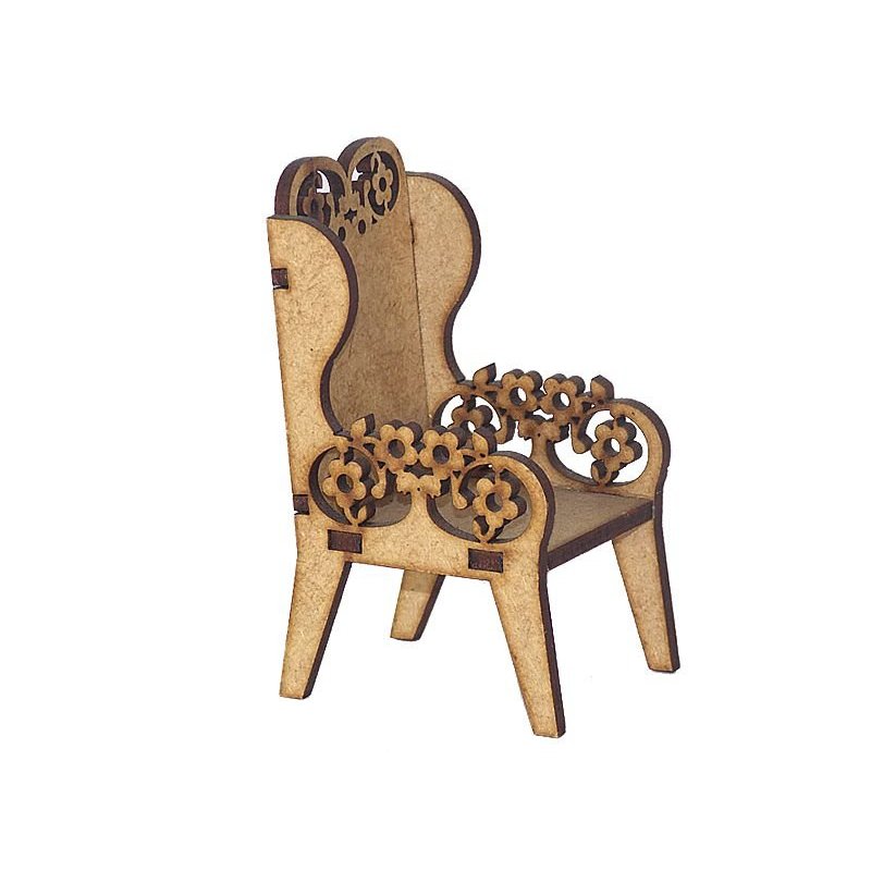 Miniatura Cadeira Floral em MDF Woodplan M1038