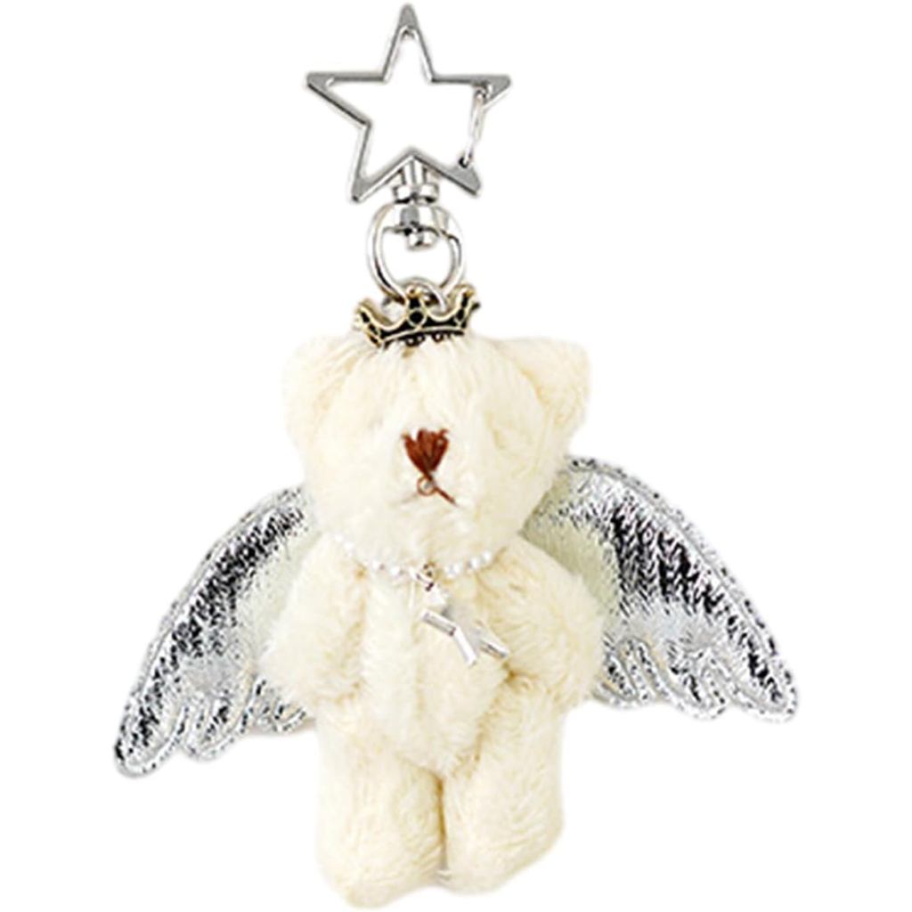 Bonito Mini Anjo Urso Chaveiro Pingente Adorável Pelúcia Animais Charme Para Bolsa Saco Mochila