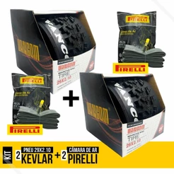 Par de Pneus Aro 29 x 2.10 Mtb S/ Arame Kevlar Vancon + 2 Camara de Ar 29 Pirelli