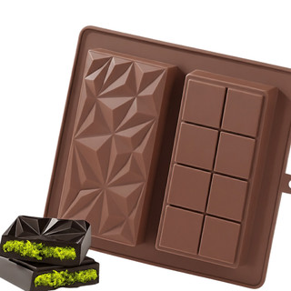 Forma Silicone Barras Chocolate Dubai Recheada Dupla Confeitaria Decoração Resistente Antiaderente