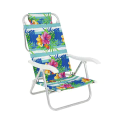 Cadeira de Praia Reclinável Sunny em Alumínio Floral Bel