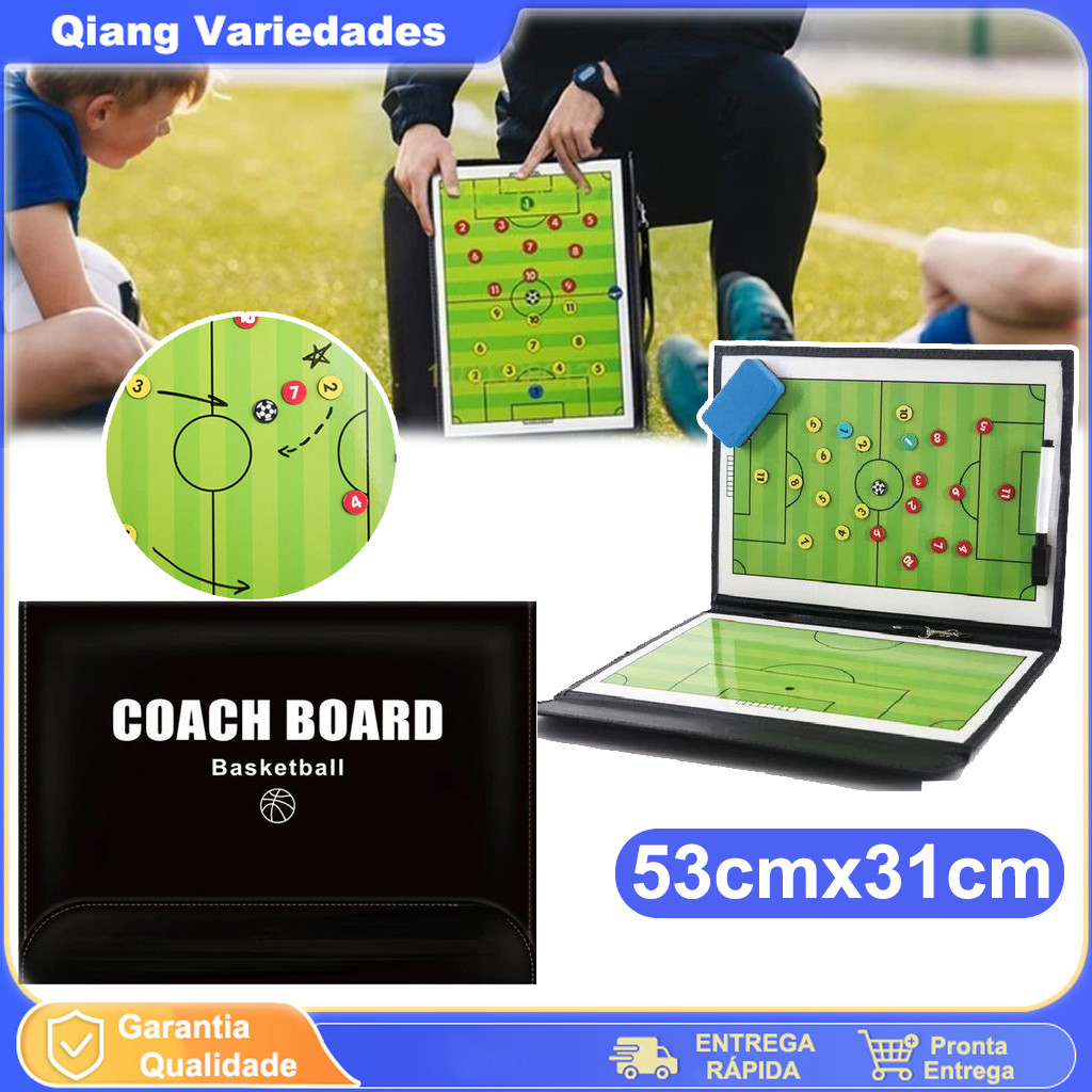 Kit Prancheta Quadro Tática Magnética Para Campo De Futebol Basquetebol 53cmx31cm