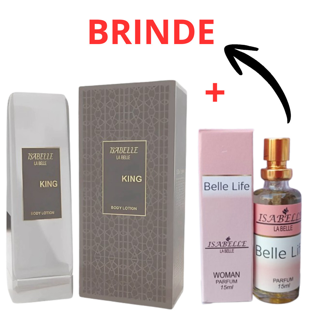 Kit Creme Bharara King e + Perfume Belle Life 15ml Hidratante Corporal 200ml Arabe