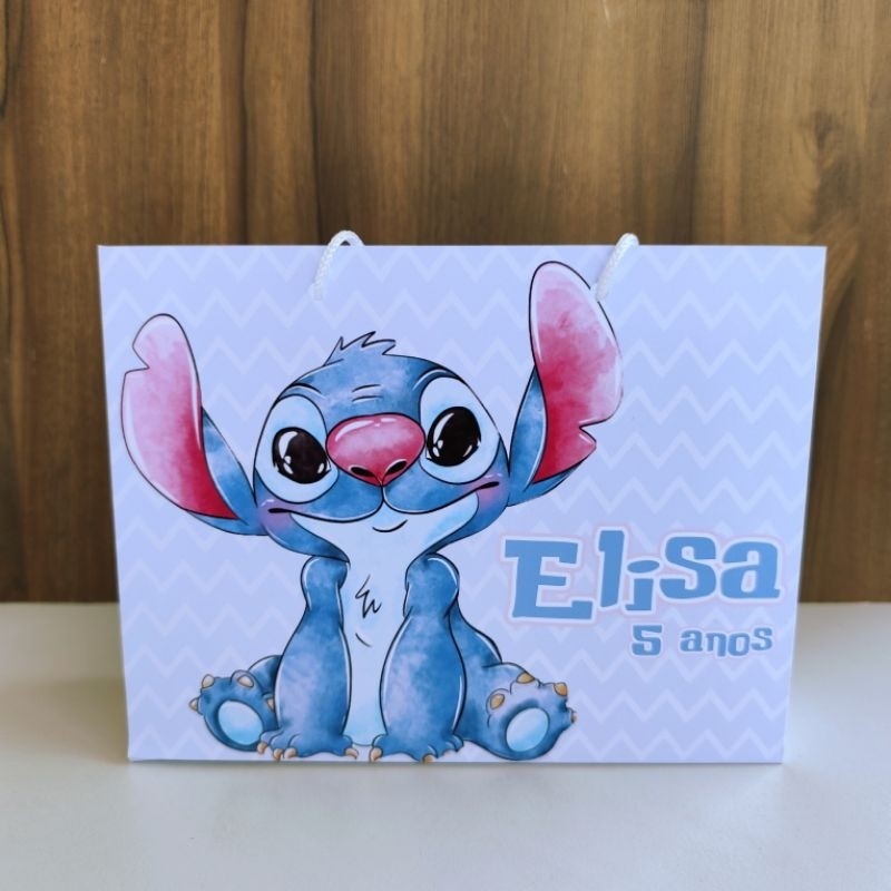 10 sacolinha Personalizada Stitch Aquarela - Pegue e Monte Lembrancinha Stitch Aquarela 2