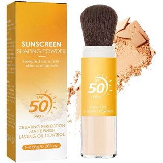 Pó Protetor Solar para Couro Cabeludo SPF 50 - Pó Mineral Transparente para Proteger Cabelo e Couro Cabeludo, Pincel L W