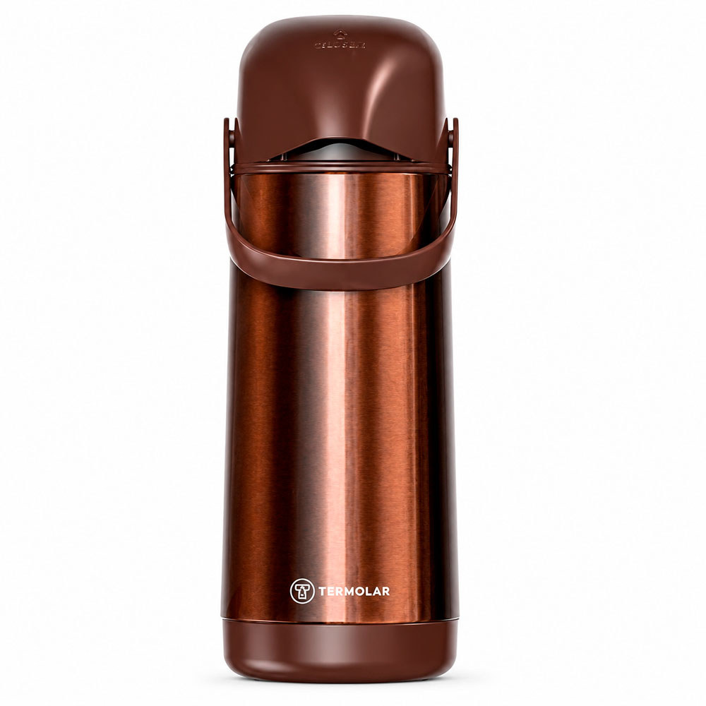 Garrafa de Café Termolar Marrom Inox Café da Tarde 1 Litro para Bebidas Quentes Água Chá Café