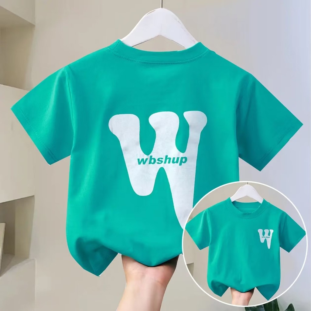 Verão na moda novo estilo 100% algodão esportes infantis de manga curta camiseta estilo ocidental meia manga médio peque