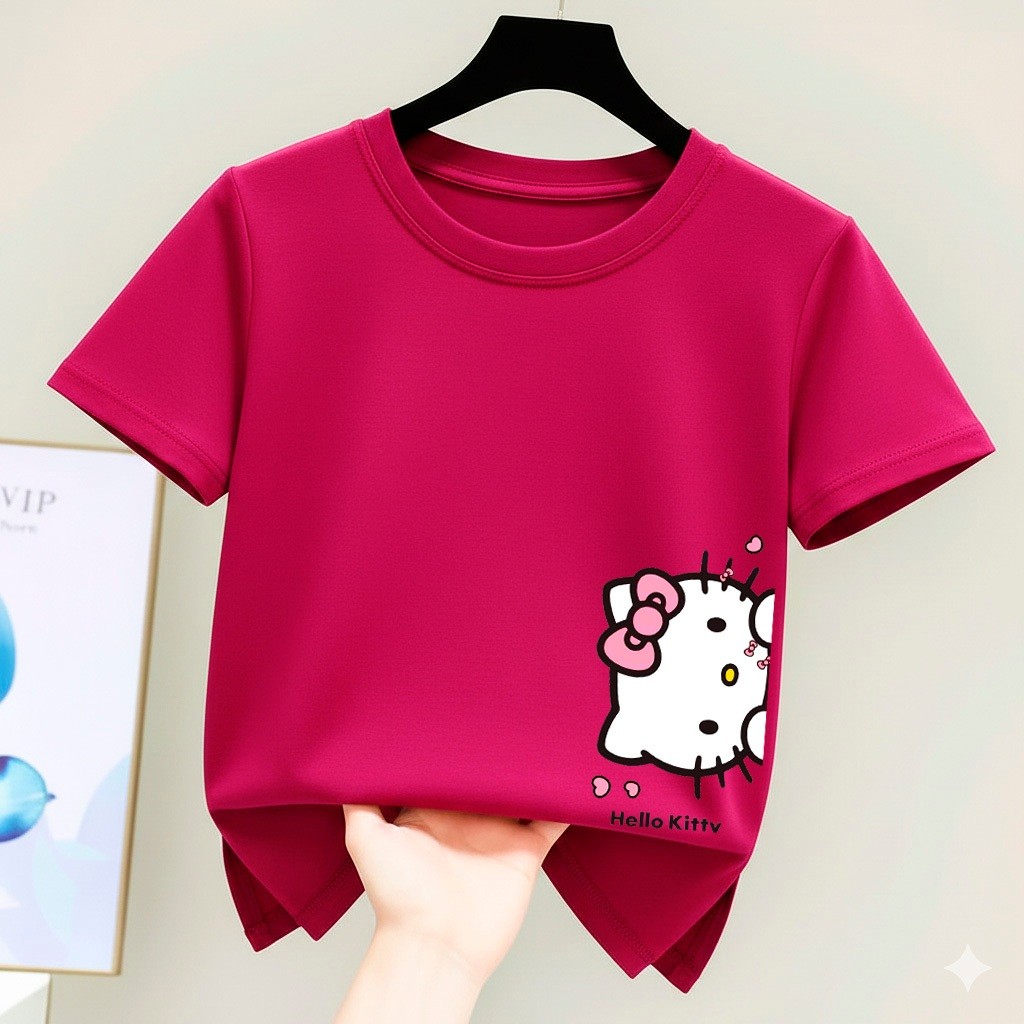 Camiseta Infantil Feminina Gatinha em Algodão  Estampa Diferenciada, Confortável e Estilo para o Dia a Dia