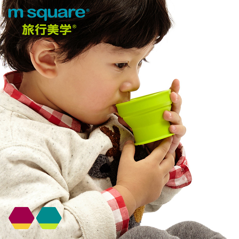 Msquare crianças bebê dobrável tigela de viagem portátil Silicone talheres retrátil lavagem copo água suprimentos viagem