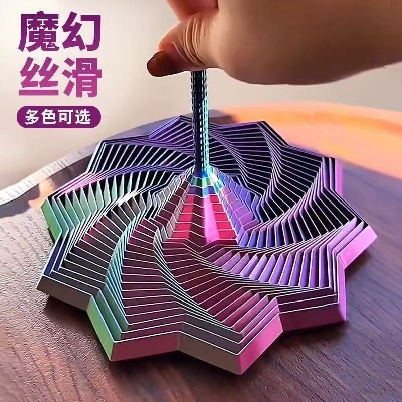 Impressão 3D Visual Brinquedos Educativos Infantis Ilusão Dobrável Poligonal Rabanete Torre Descompressão Espiral Tridim