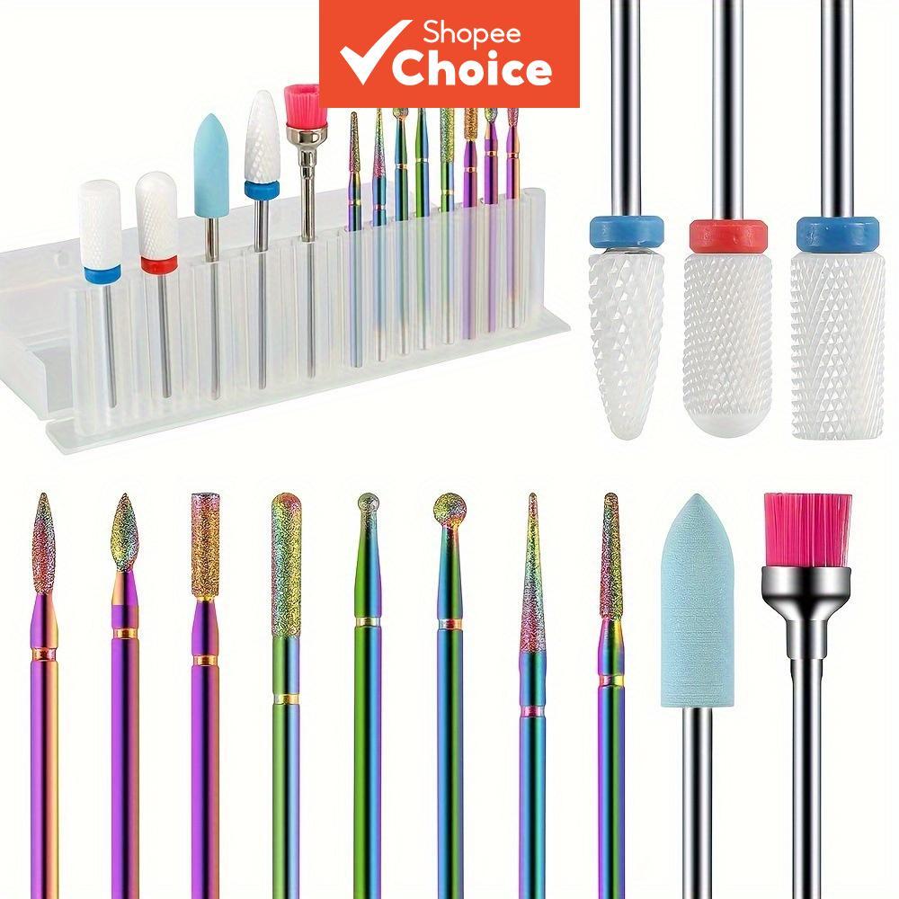 Conjunto Profissional de Brocas de Cerâmica para Unhas 13 peças/caixa, Manicure Elétrica para Unhas em Gel Acrílico e