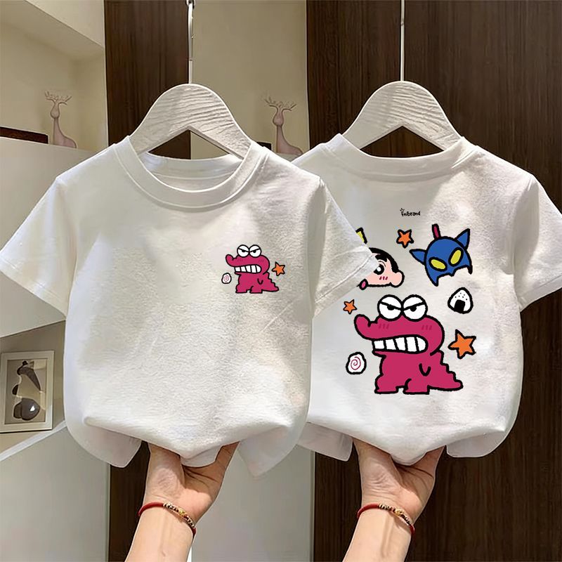 Crianças verão puro algodão de manga curta camiseta meninos meninas 2026 novo estilo dos desenhos animados impresso bebê