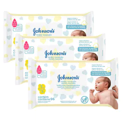 Kit 3 Toalhas Umedecidas Johnson's Baby Recém Nascido 96 Unidades
