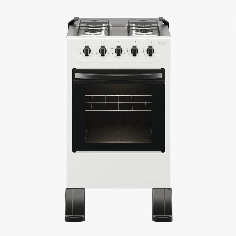 Fogão 4 Bocas Braslar New Sirius Manual Mesa Inox Forno Easy Clean Branco