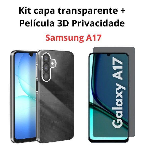 Kit Capinha Anti-Impacto + Película 3D Privacidade  Compatível Com Samsung A17 2k25