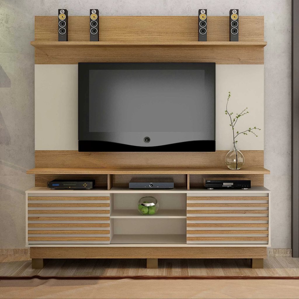 Estante para TV e Home Theater até 60 Polegadas MDF 182CMX200CM Texas Bege Cinamomo/Off White