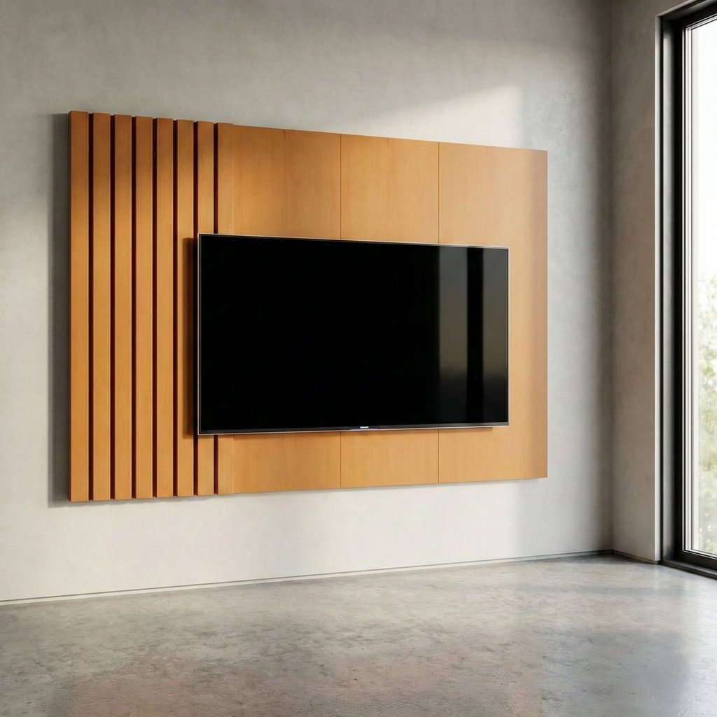 Painel para TV até 70 Polegadas Ripado 100% MDF 136CMX180CM Linha 2025 Marrom Nature