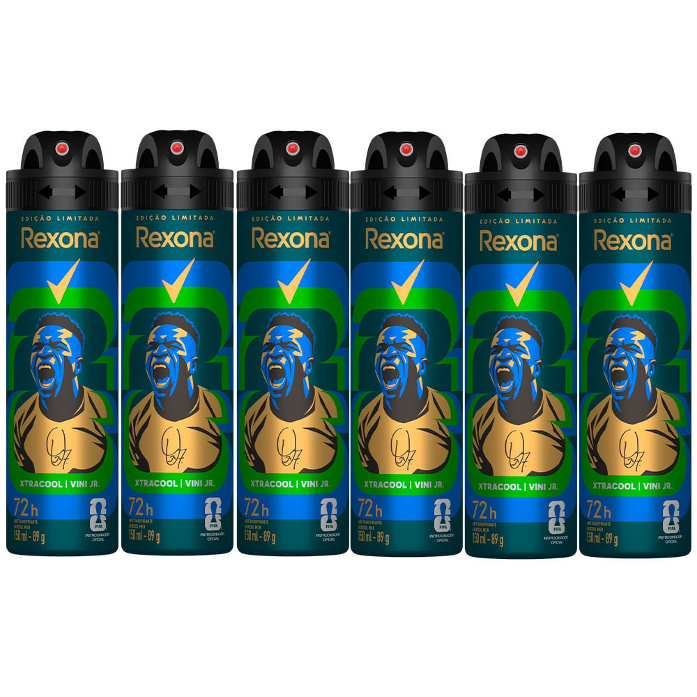 Kit Desodorante Aerosol Rexona Xtracool 150ml - 6 Unidades