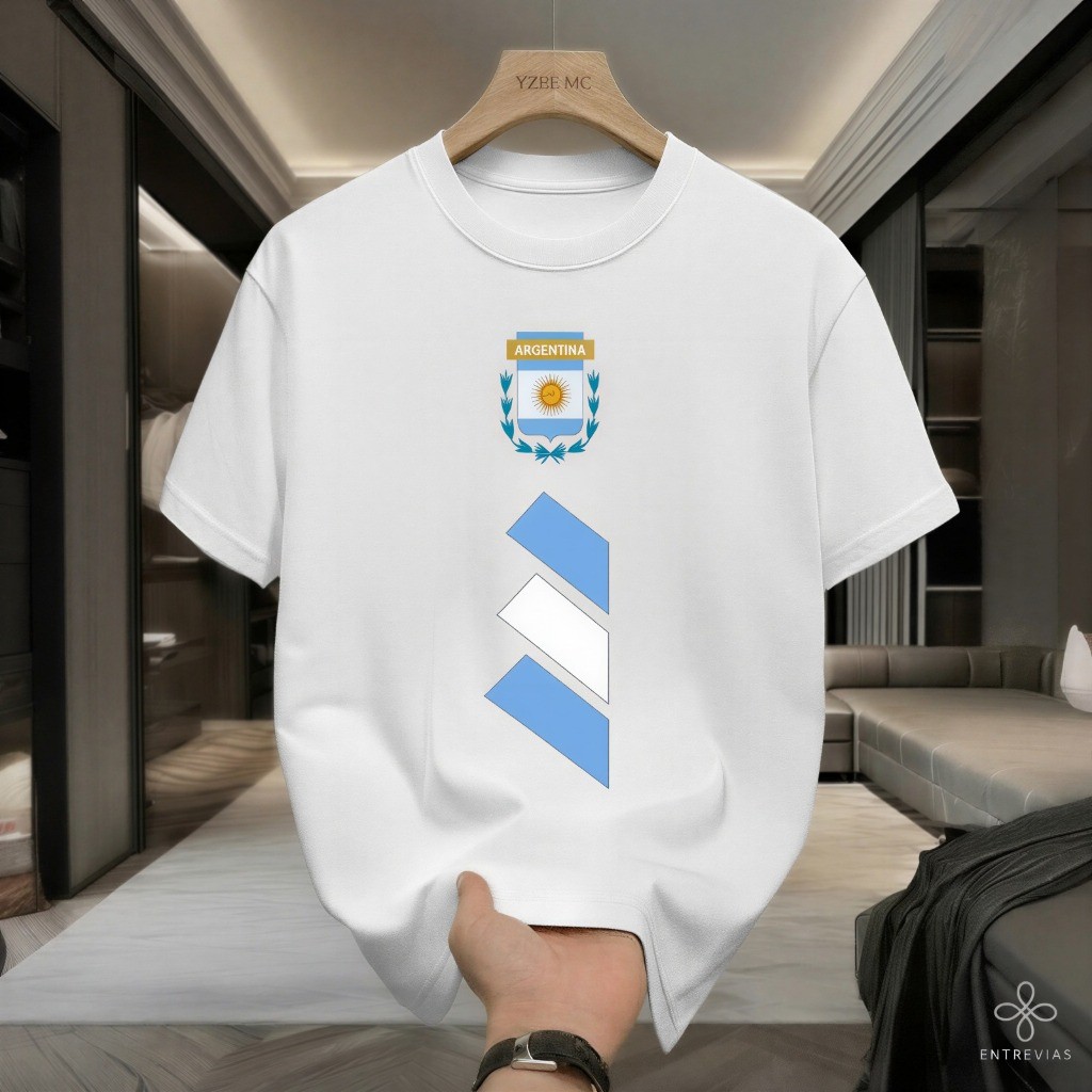Camiseta Argentina Lançamento Premium Algodão Copa do Mundo 2026 Masculina Feminina Seleção Torcedor Messi Futebol
