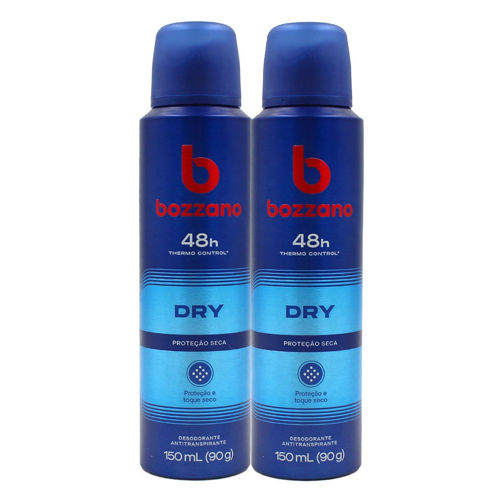 Kit 2 Desodorante Aerossol Antitranspirante Masculino Bozzano Dry 150ml