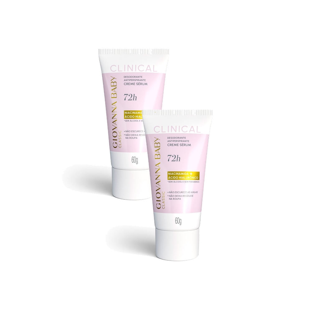 Kit 2 Desodorante Giovanna Baby Classic Clinical Creme Antiperspirante 72H 60g