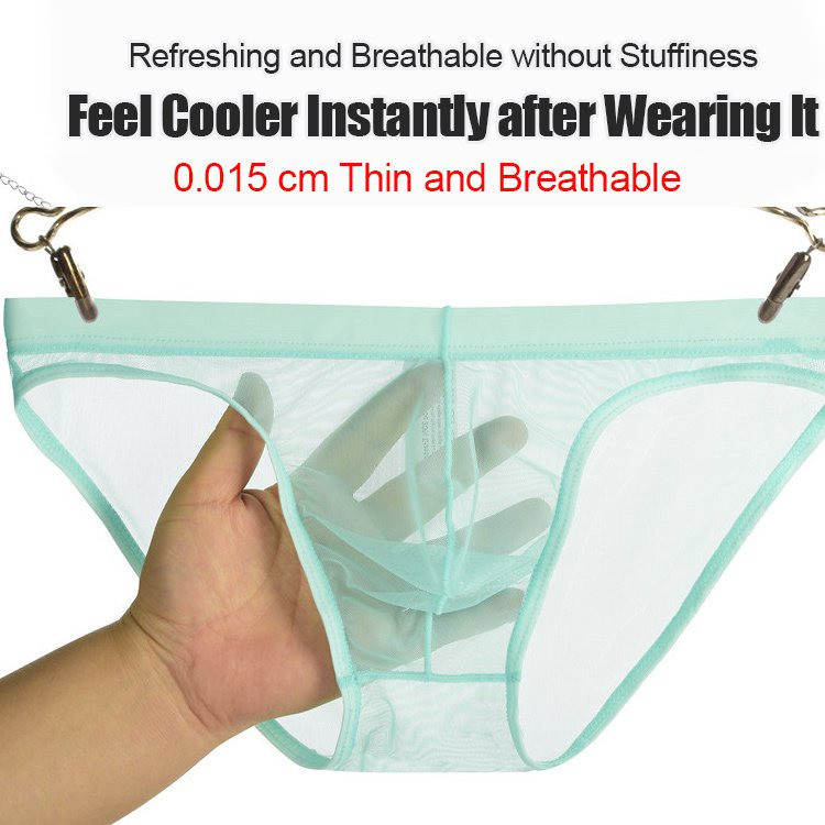 [Leve e Arejada] Cueca Masculina de Malha Transparente Baixa Cintura para Uso Diário