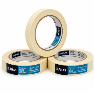3 Fita crepe larga uso geral pintura 18mm X 50m profissional a melhor