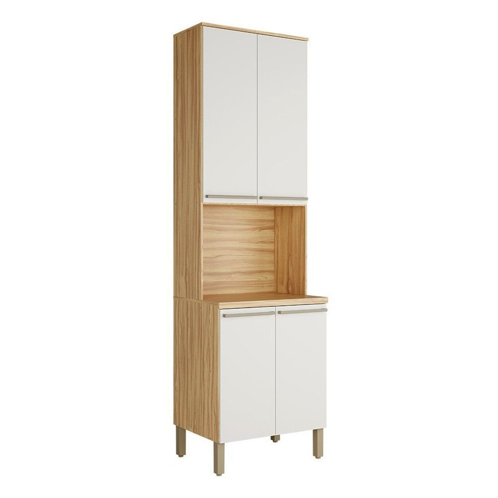 Paneleiro com 4 Portas e Espaço para Micro-Ondas 100% MDF Itália Espresso Móveis Bege/Amêndoa/Off Wh Amêndoa/Off